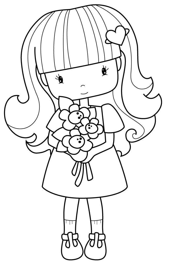 712x1104 Flower Girl - Girl Line Drawing