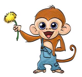 320x301 Baby Girl Monkey Drawings Tag For Loving Cartoon Drawing - Girl Monkey Drawing
