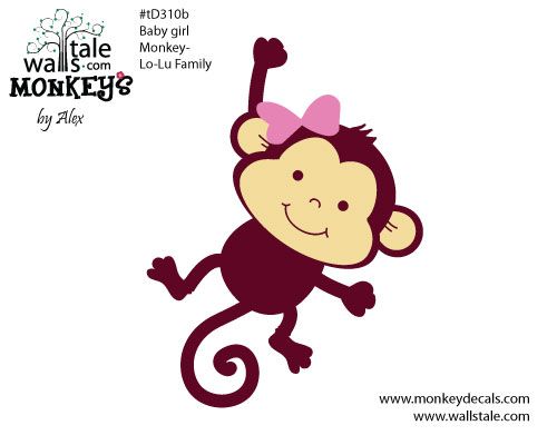 500x400 Cartoon Drawings Of Cute Monkeys Baby Girl Monkey Decal - Girl Monkey Drawing