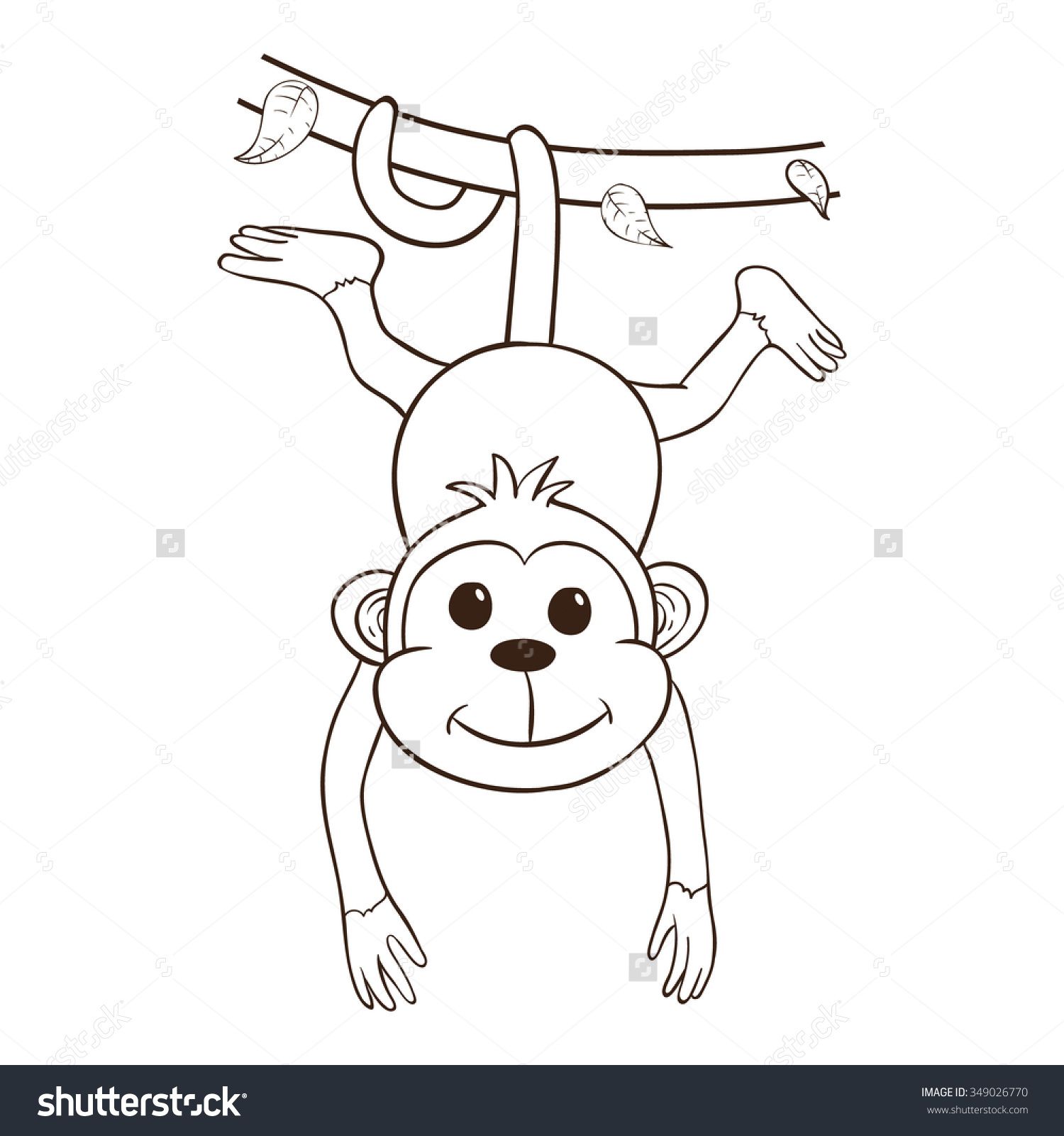 1500x1600 Cute Girl Monkey Outline Cartoon Monkey Stock Photos Images - Girl Monkey Drawing