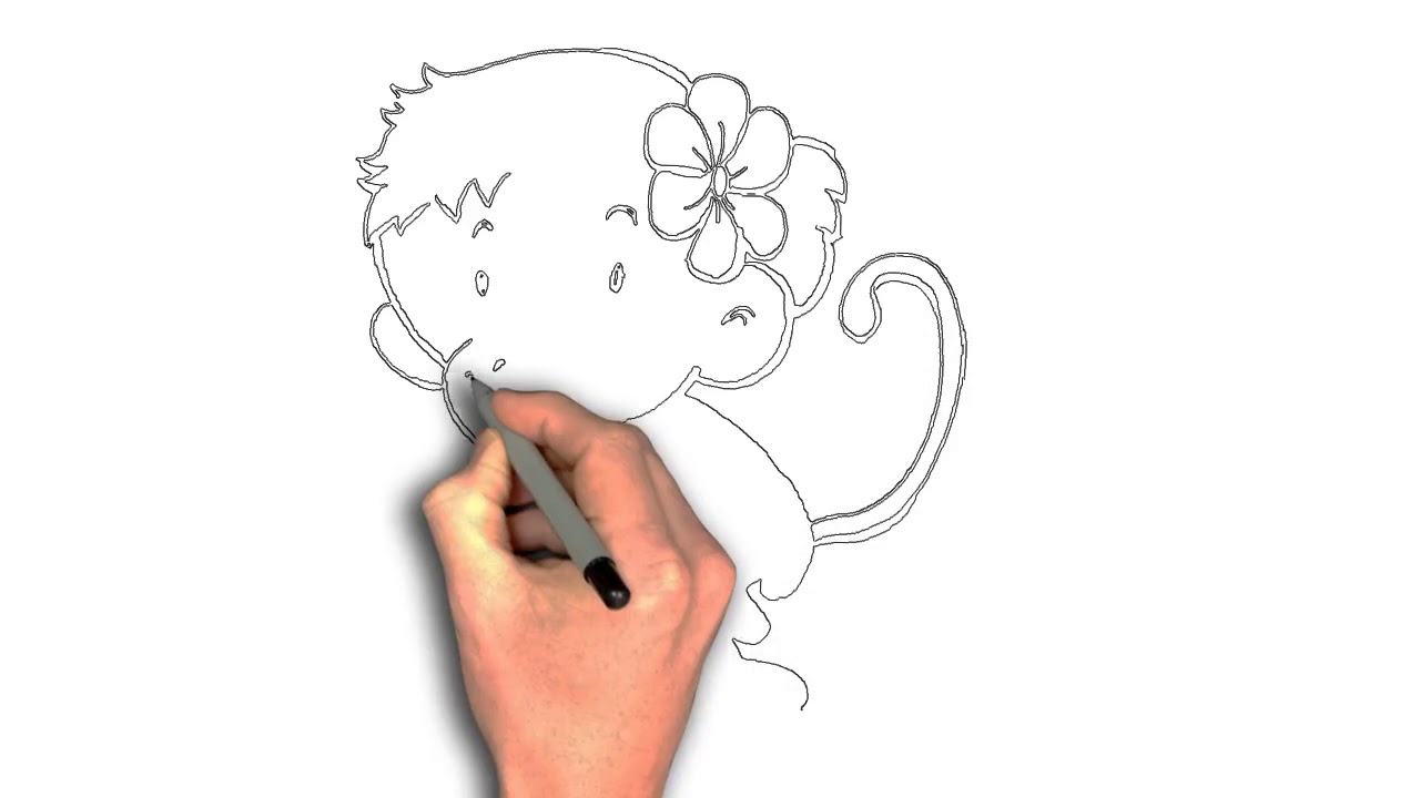 1280x720 How To Draw A Girl Monkey - Girl Monkey Drawing