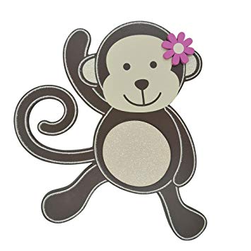 355x355 Koala Baby Girl Monkey Wall Decor, Wood Baby - Girl Monkey Drawing