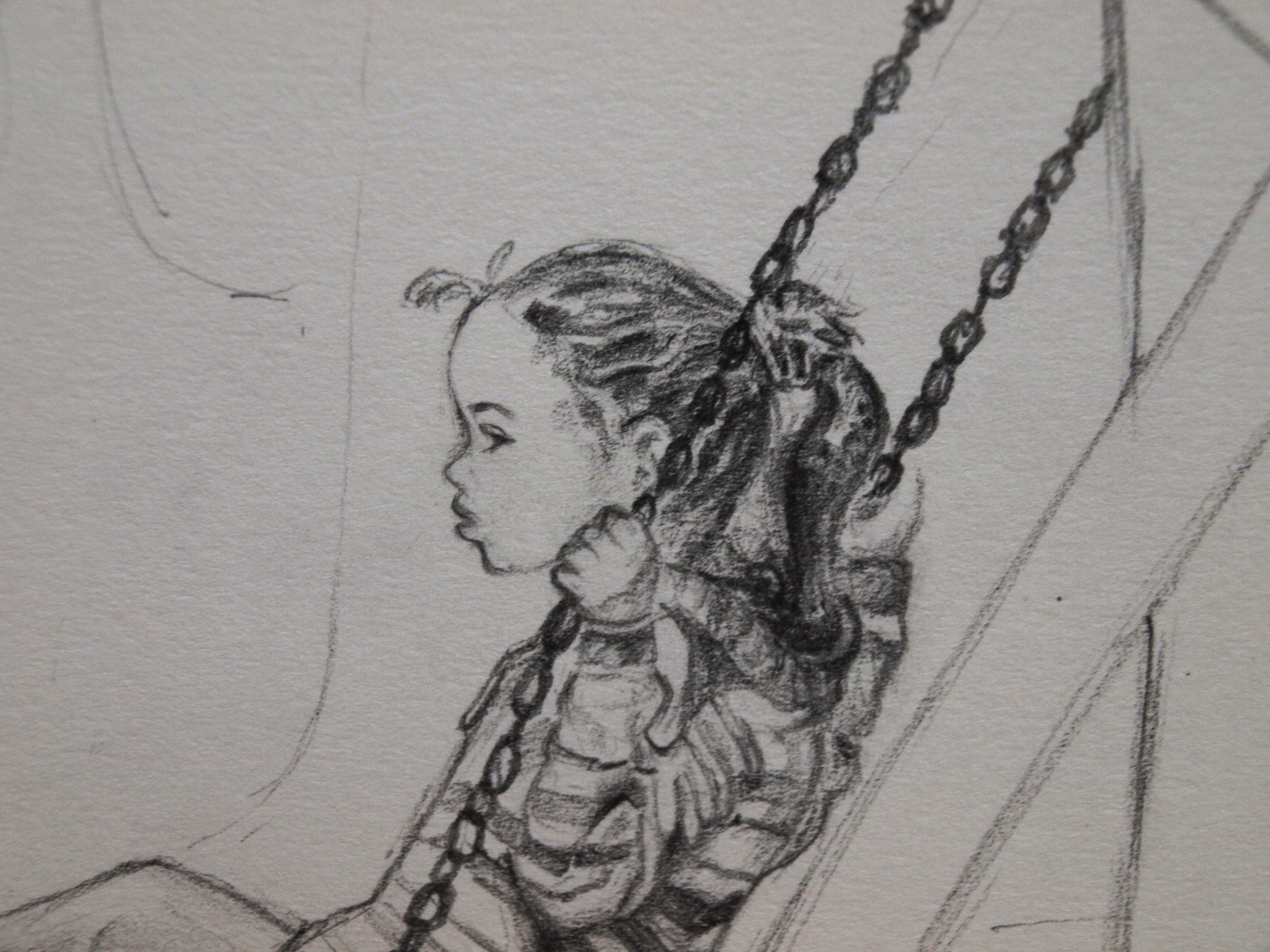 Girl On Swing Drawing At Paintingvalley Com Explore