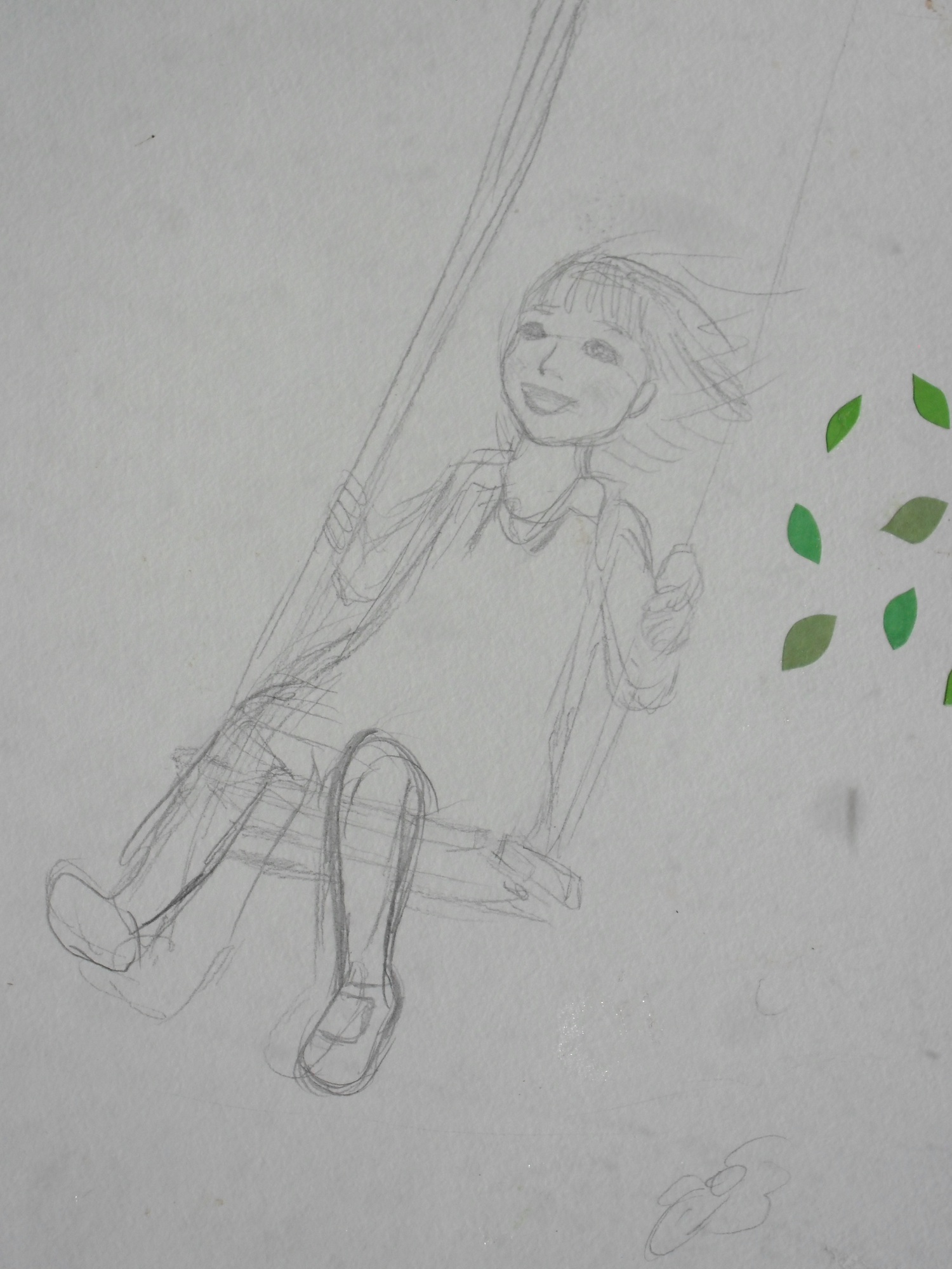 Girl On Swing Drawing At Paintingvalley Com Explore Collection