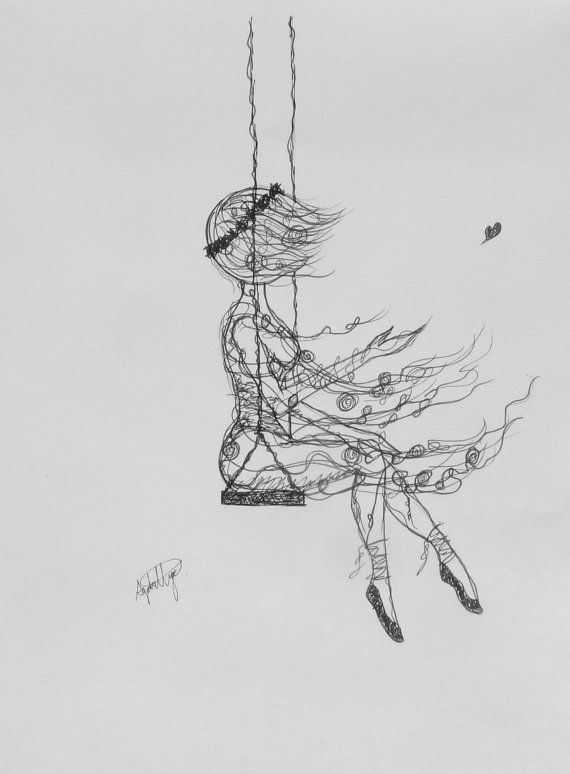 Girl On Swing Drawing At Paintingvalley Com Explore