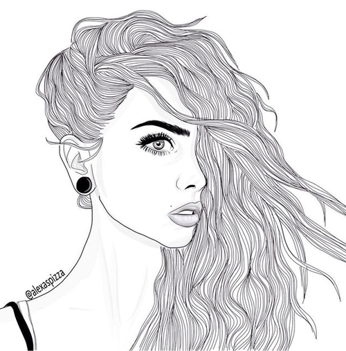 500x507 Image About Girl In Outlines - Girl Outline Drawing