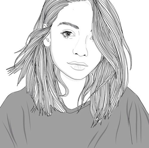 500x495 Image De Girl, Outline, And Drawing Art Dump In Outline - Girl Outline Drawing