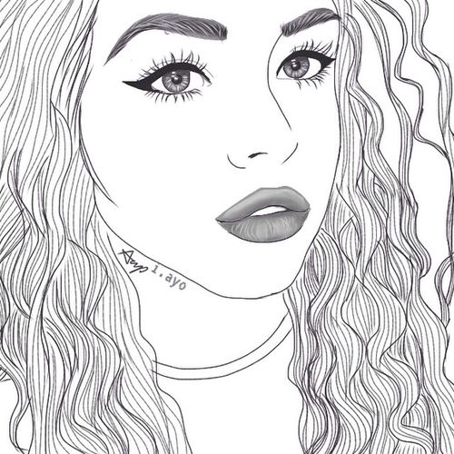 500x500 Imagen De Outline, Drawing, And Girls Art In Tumblr - Girl Outline Drawing
