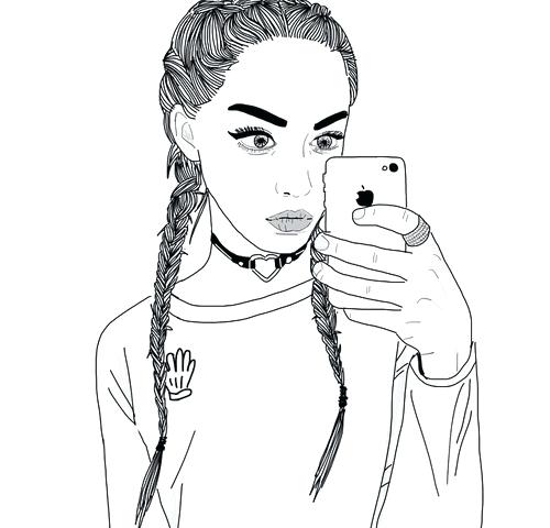 500x480 A Drawing Of A Girl Outline Drawing And Grunge Image Drawing Girl - Girl Outline Drawing