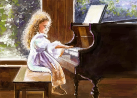 470x338 Girl Playing Piano - Girl Playing Piano Drawing