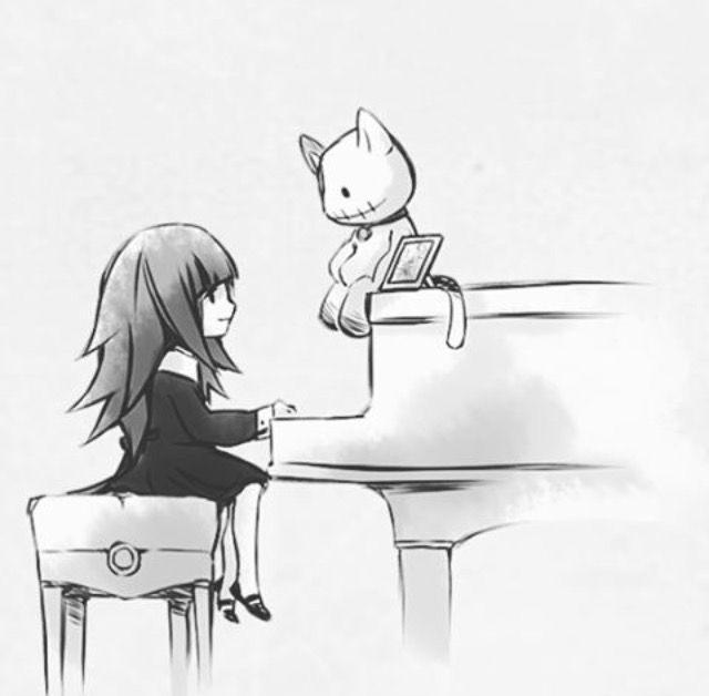 640x628 Last Ending When Alice Play The Piano And The Doll - Girl Playing Piano Drawing