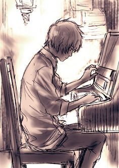 236x333 Anime Girl Playing Piano Drawing - Girl Playing Piano Drawing