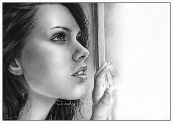 600x427 Ultra Realistic Female Portrait Drawings - Girl Portrait Drawing