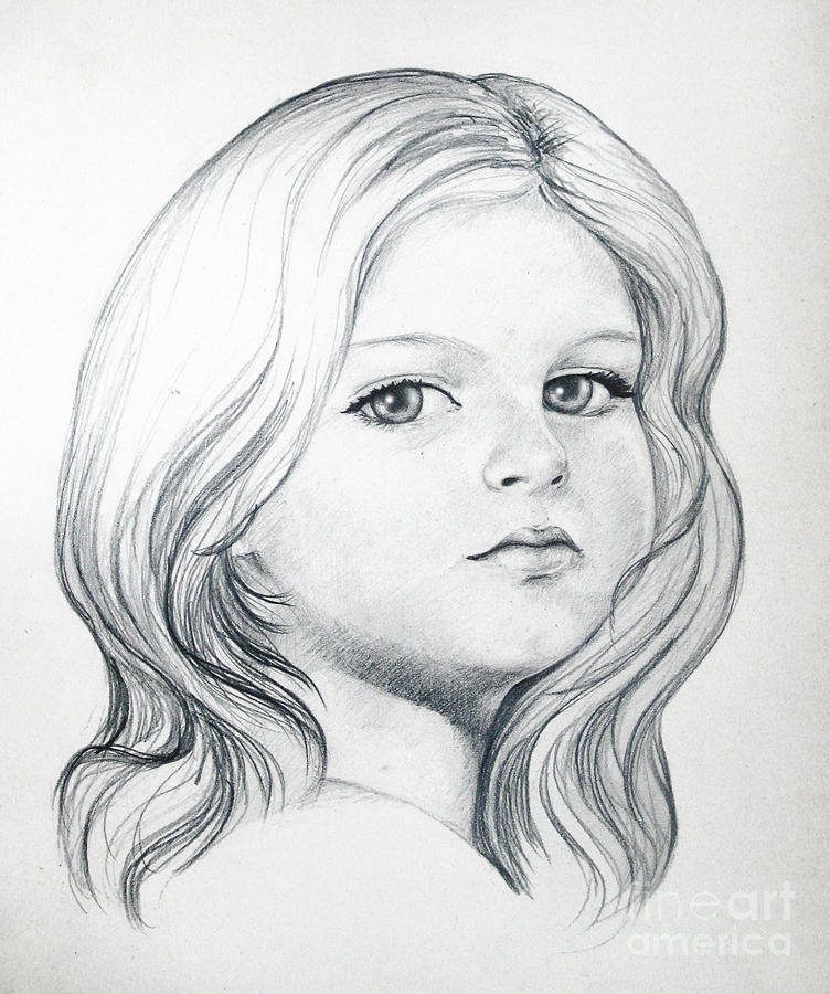 752x900 Portrait Of A Girl Drawing - Girl Portrait Drawing