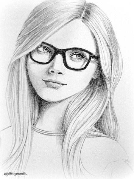 450x600 Simple Pencil Drawing Of Portrait Simple Pencil Drawings Of Girl - Girl Portrait Drawing