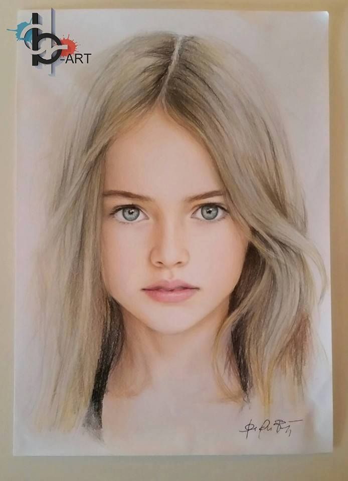 694x960 Beautiful Baby Girl Portrait - Girl Portrait Drawing