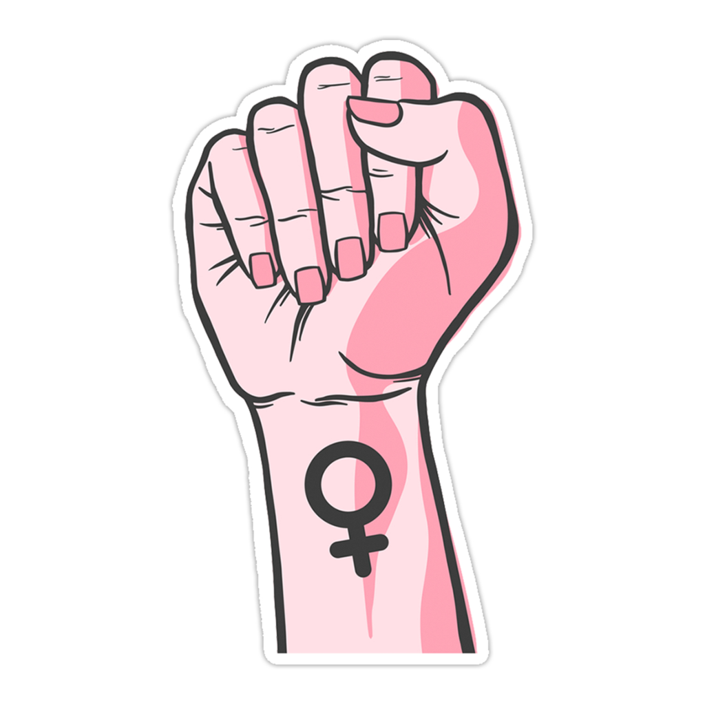 1024x1024 Girl Power Fist Sticker - Girl Power Drawing