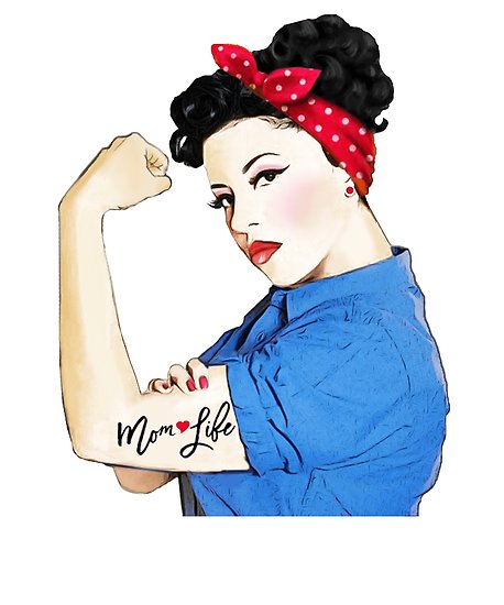 458x550 mom life tattoo heart girl power pinup retro mommy design posters - Girl Power Drawing
