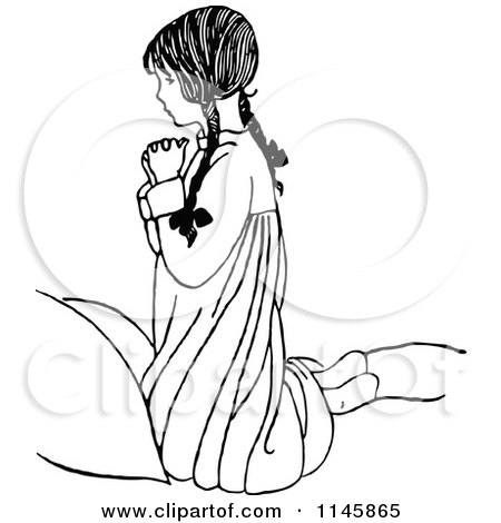 450x470 Girl Kneling Sketches - Girl Praying Drawing