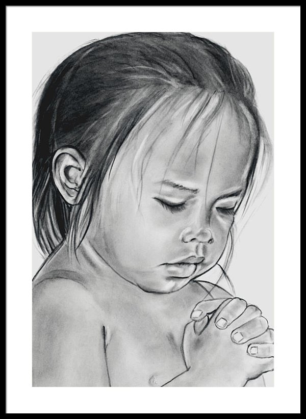 600x822 American Indian Girl Praying Framed Print - Girl Praying Drawing