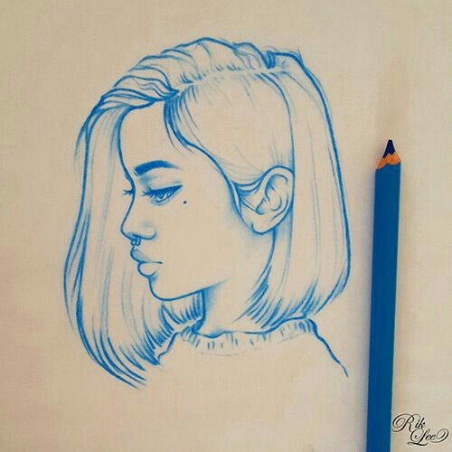 500x500 Reference Girl In Profile Uploaded - Girl Profile Drawing