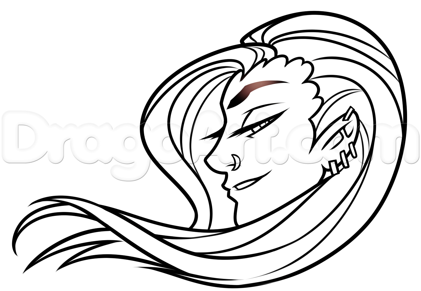 1387x957 Draw A Girl Profile, Step - Girl Profile Drawing