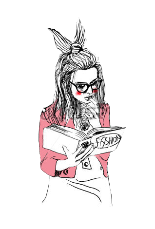 318x470 Girl With A Fashion Book On We Heart It - Girl Reading A Book Drawing