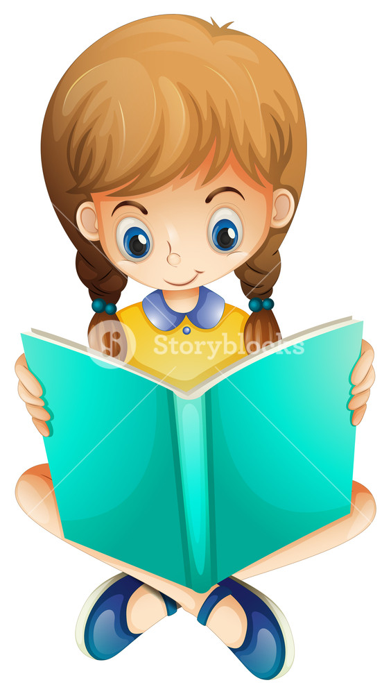 564x1000 Illustration Of A Young Girl Reading A Book Seriously On A White - Girl Reading Book Drawing