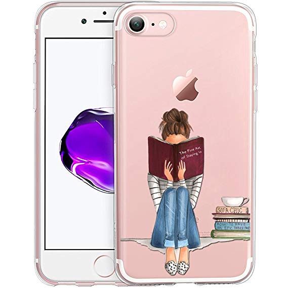 569x569 Girl Reading Book Drawing Clear Phone Case For Iphone - Girl Reading Book Drawing