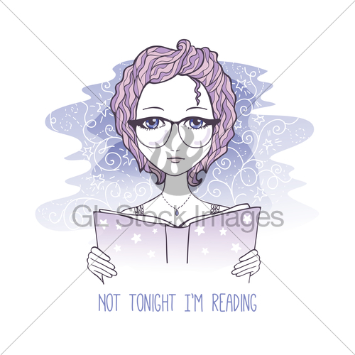 500x500 Sketch Drawing Of Cute Girl Reading The Book Gl Stock Images - Girl Reading Drawing