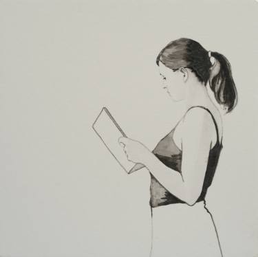 375x374 Reading Girl Leserin - Girl Reading Drawing