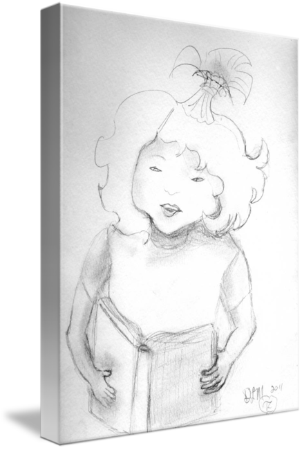 437x650 Sketch Of A Girl Reading - Girl Reading Drawing