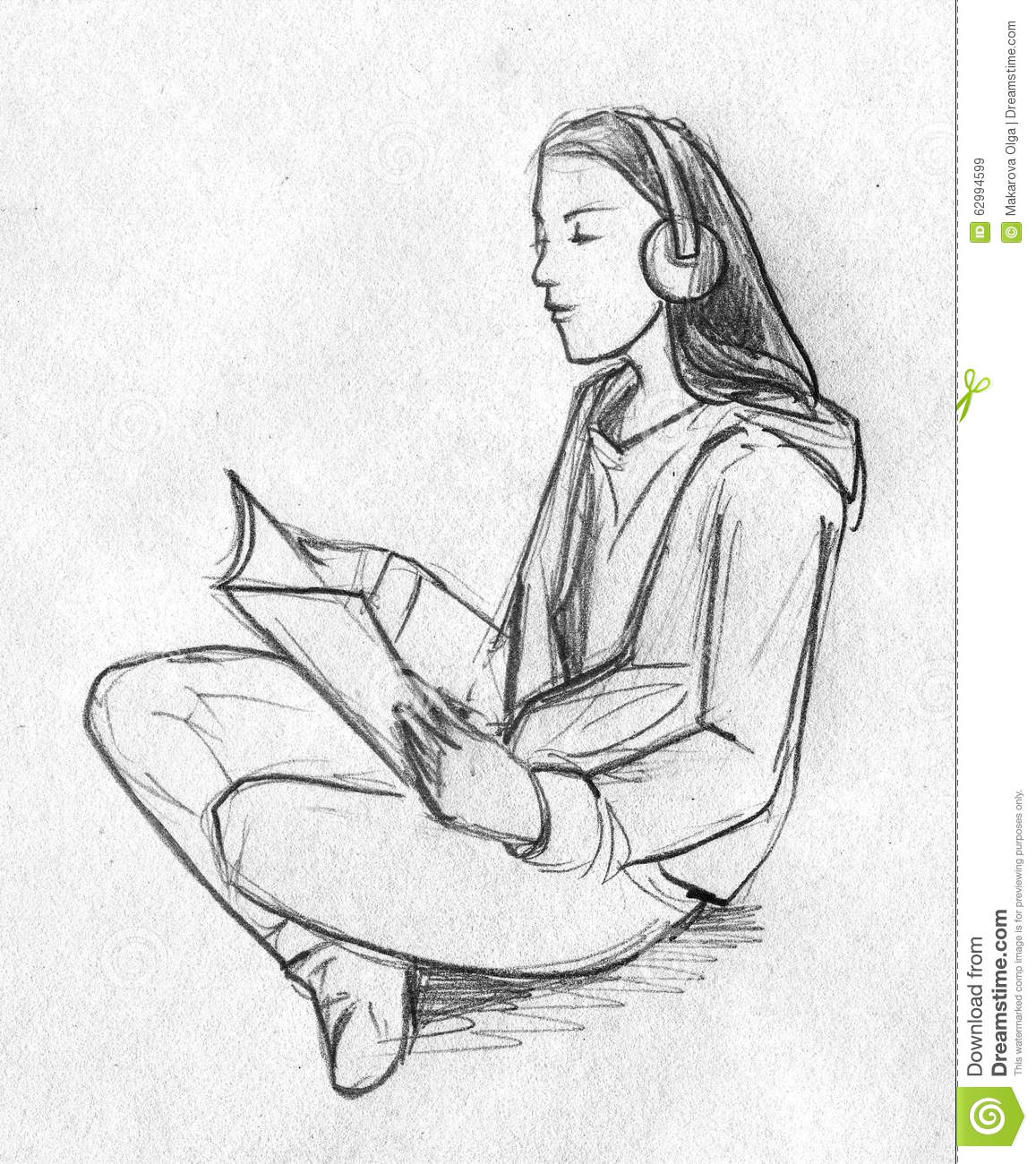 1157x1300 Drawing Of Teenage Girl Pencil Sketh Of A Teen Girl Reading Stock - Girl Reading Drawing