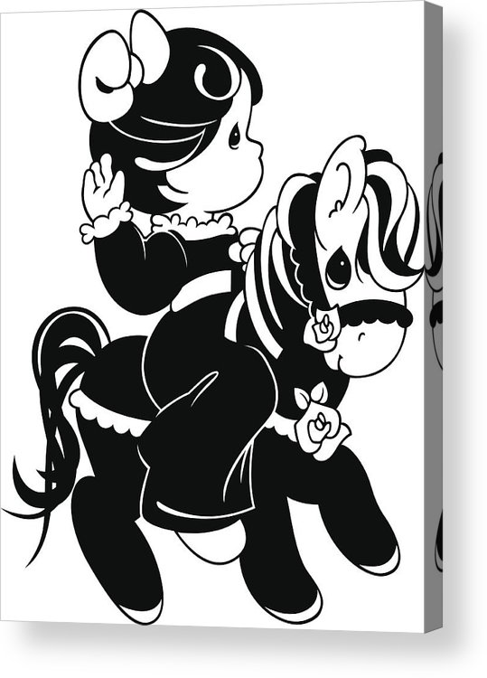 539x750 Little Girl Riding Horse Acrylic Print - Girl Riding Horse Drawing