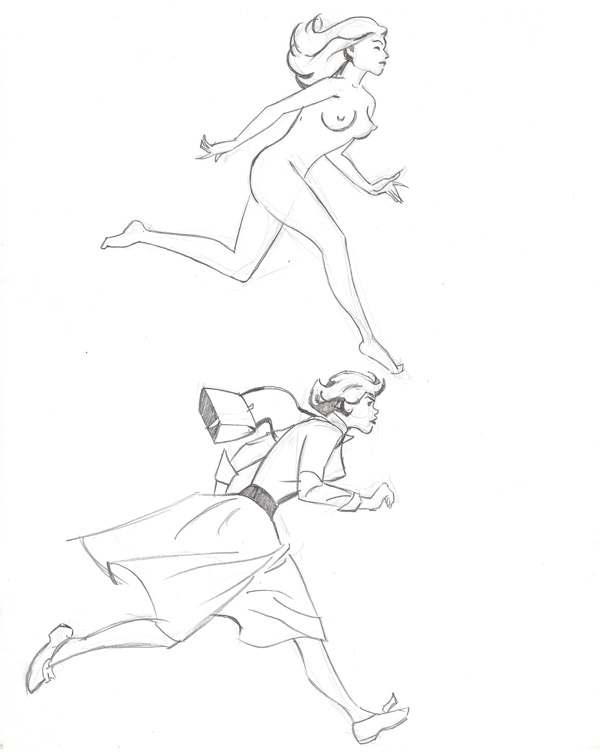 600x755 Figurative Drawing Sam - Girl Running Drawing