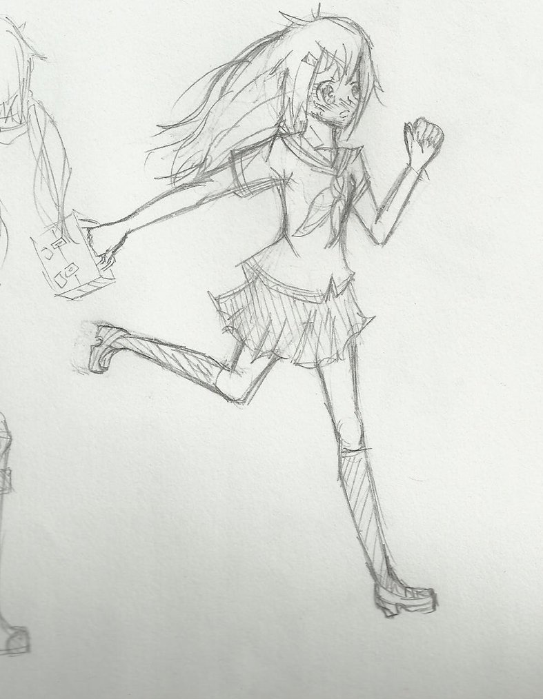 787x1014 Run Drawing Girl For Free Download - Girl Running Drawing