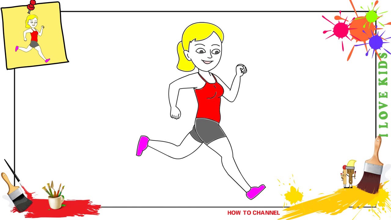1280x720 How To Draw A Girl Running Easy Slowly Step - Girl Running Drawing