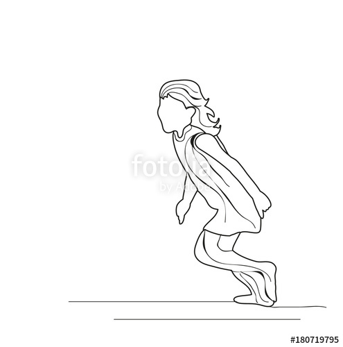 495x500 Isolated, Sketch Little Girl Running Stock Image And Royalty Free - Girl Running Drawing