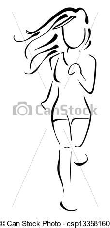 227x470 Running Drawing Woman - Girl Running Drawing
