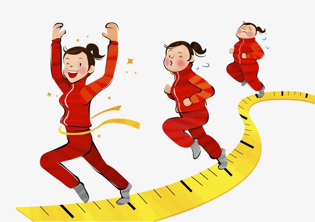 650x458 A Girl Running On A Ruler, Ruler Clipart, Cartoon Hand Drawing - Girl Running Drawing