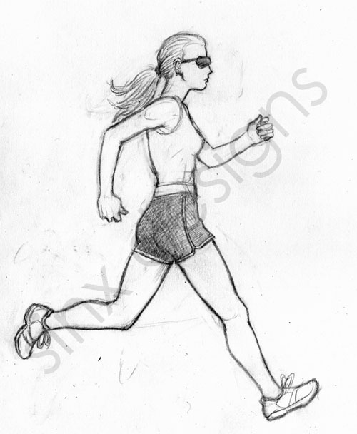 500x608 Another Running Girl Pencil Sketch Sinx Designs - Girl Running Drawing