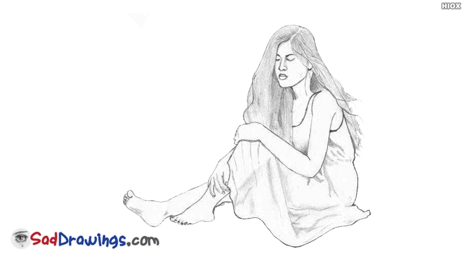 934x534 Pencil Drawing Of Sad Girl - Girl Sad Drawing