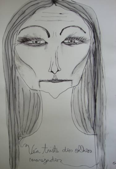 375x546 Sad Old Woman Drawing - Girl Sad Drawing
