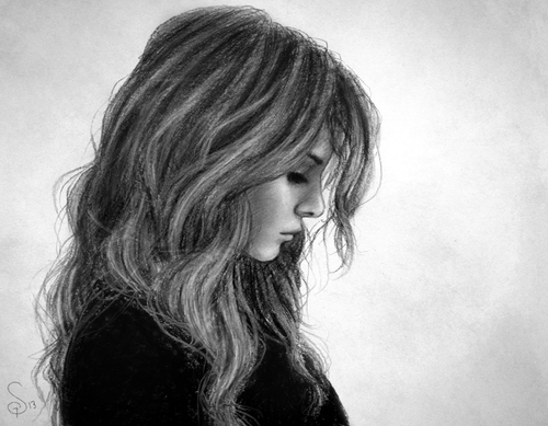 500x389 Girl In Grey - Girl Singing Drawing