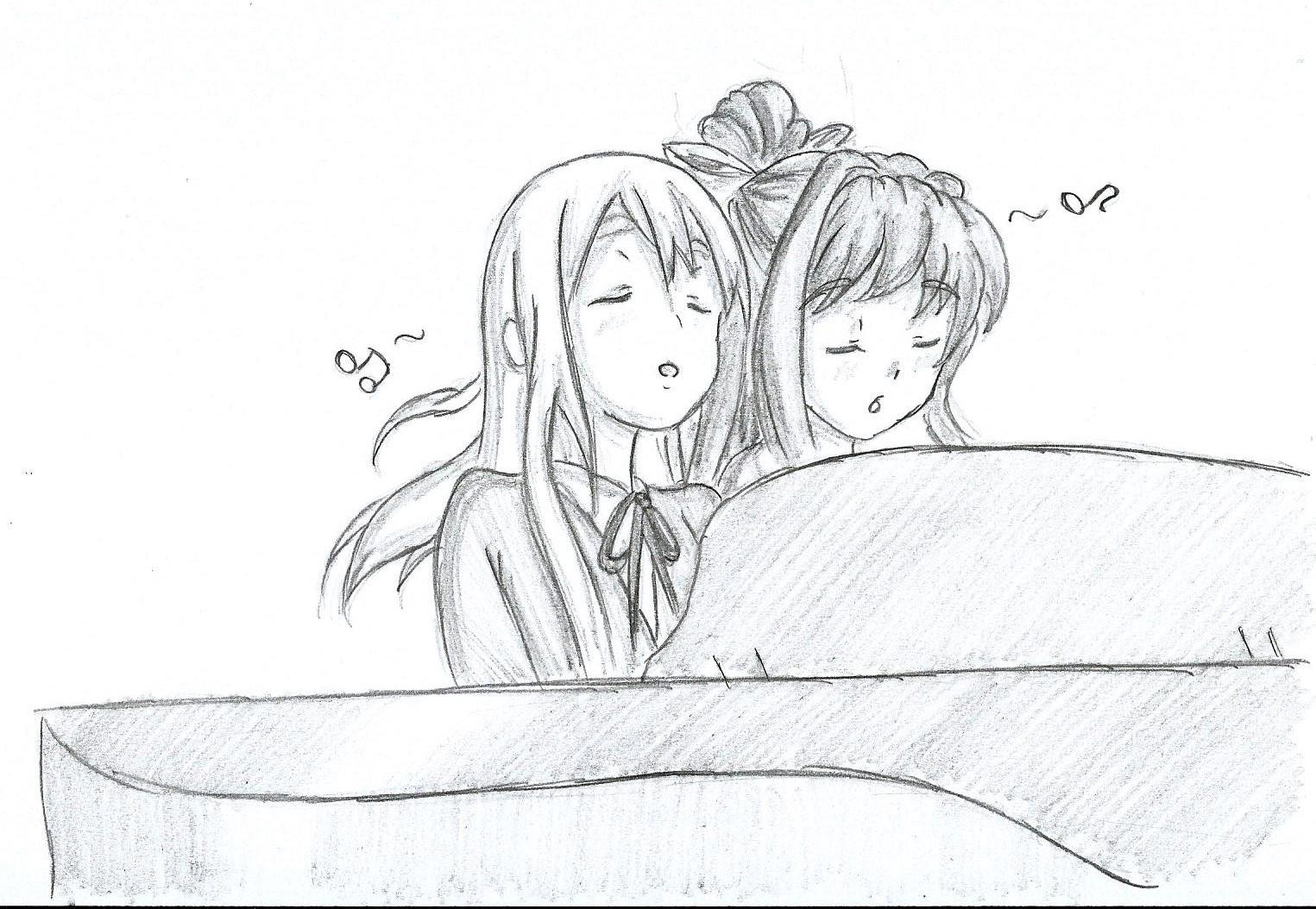 1525x1054 two talented girls singing for your enjoyment ddlc - Girl Singing Drawing