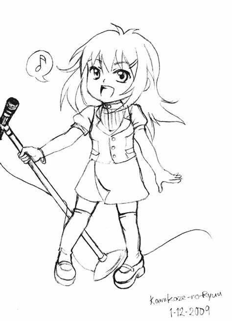 474x655 anime singing drawing anime girl singing - Girl Singing Drawing