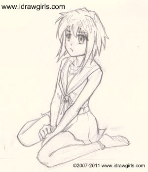 300x348 How To Draw Girl Sitting Pose - Girl Sitting Drawing