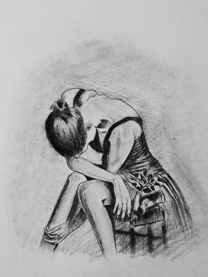 675x900 Sad Girl Sketch Painting - Girl Sketch Drawing