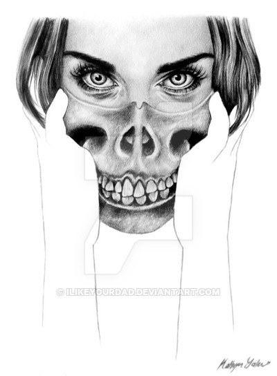 400x544 Girl Pencil Drawing - Girl Skull Drawing