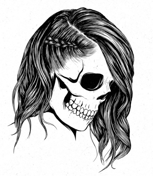 500x578 Skull Heads Skull Girl Vi - Girl Skull Drawing